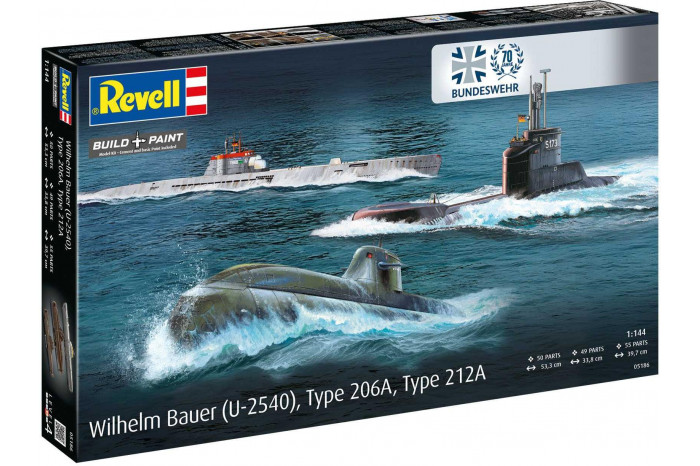 Plastic ModelKit ponorky 05186 - 70 Years Bundeswehr:Wilhelm Bauer,Type 206A,Class2 (1:144)