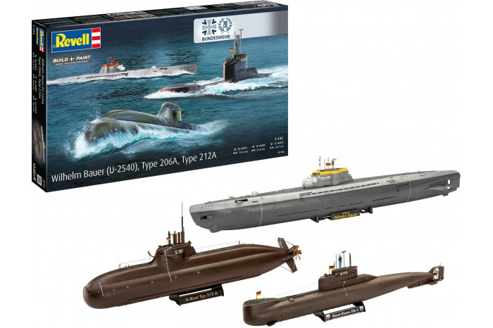 Plastic ModelKit ponorky 05186 - 70 Years Bundeswehr:Wilhelm Bauer,Type 206A,Class2 (1:144)
