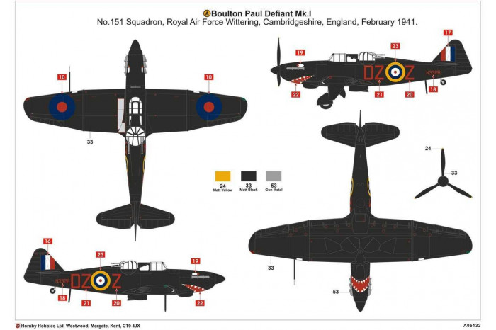 Classic Kit letadlo A05132 - Boulton Paul Defiant NF.1 (1:48)