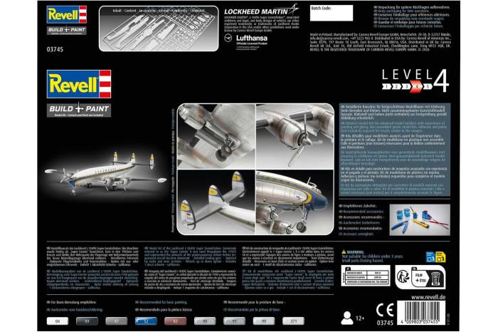 Plastic ModelKit letadlo 03745 - Lockheed L.1049G Super Constellation Lufthansa (1:144)