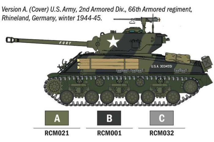 Model Set tank 75001 - M4A3E8 Sherman Fury (1:56)