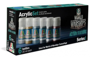 Sada akrylových barev 447AP - WORLD OF WARSHIPS 6 ks