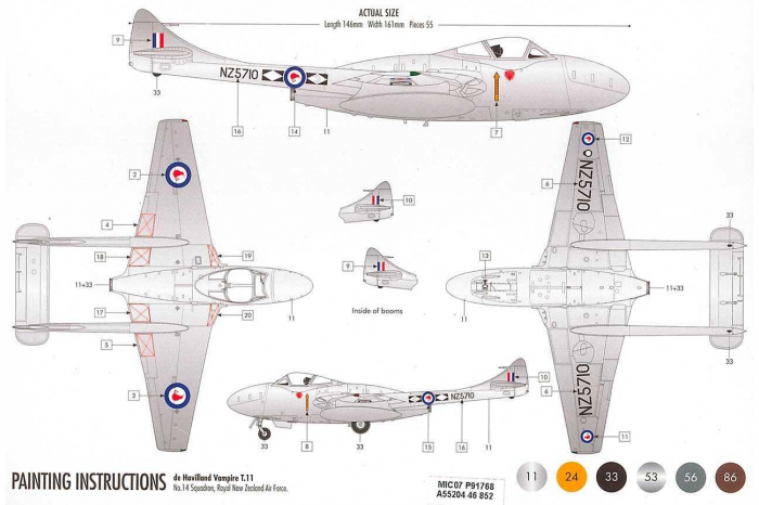 Starter Set letadlo A55204 - De Havilland Vampire T11 (1:72)