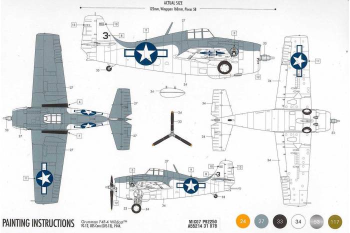 Starter Set letadlo A55214 - Grumman Wildcat F4F-4 (1:72 )- nová forma