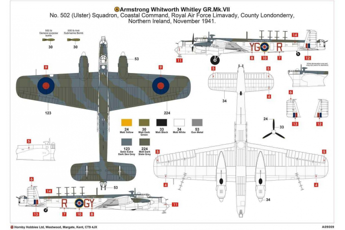 Classic Kit letadlo A09009 - Armstrong Whitworth Whitley GR.Mk.VII (1:72)